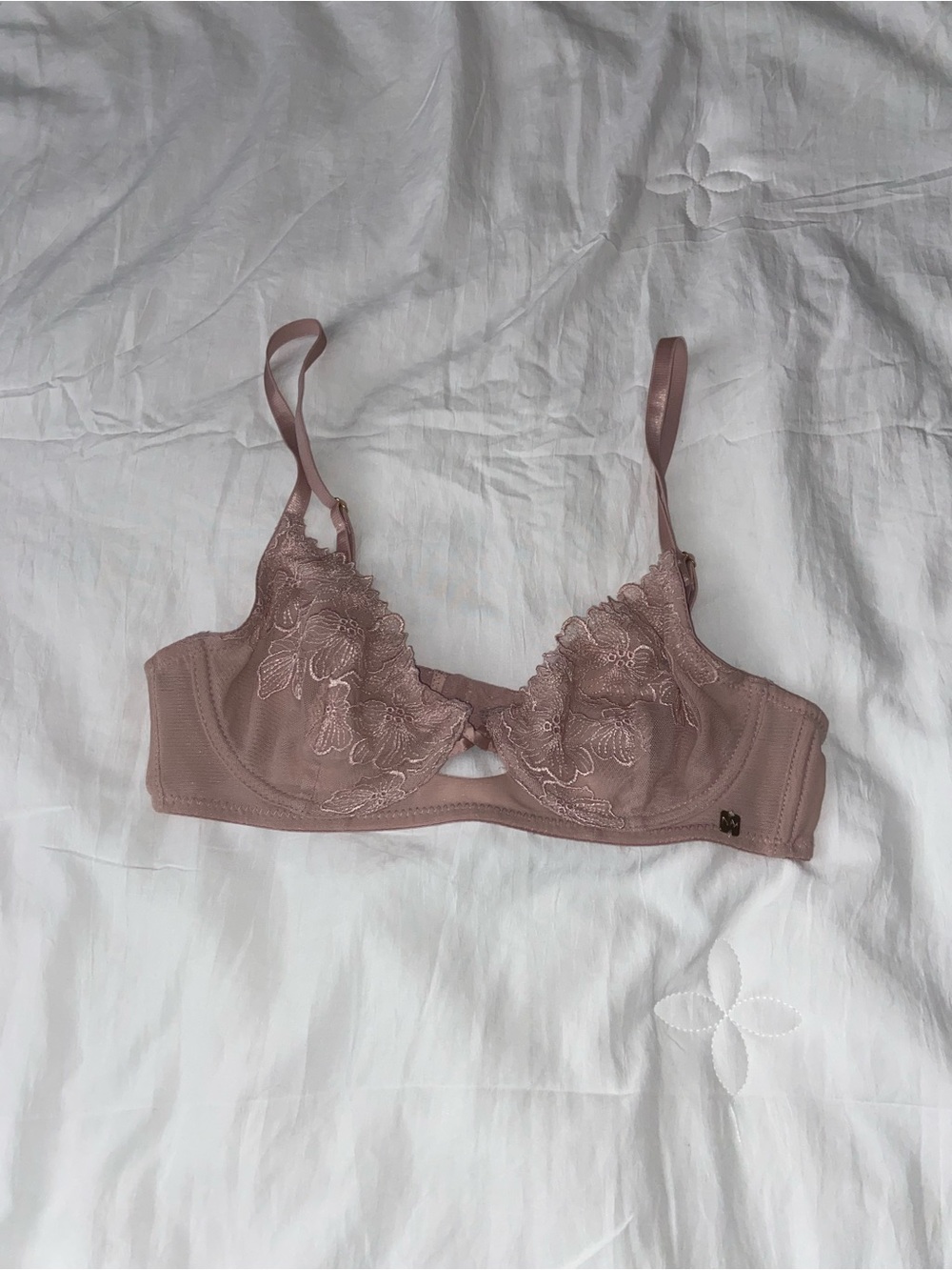 Nicole Miller Mauve Women’s Pretty Lace Bra Underwire Adjustable Straps Size 34B